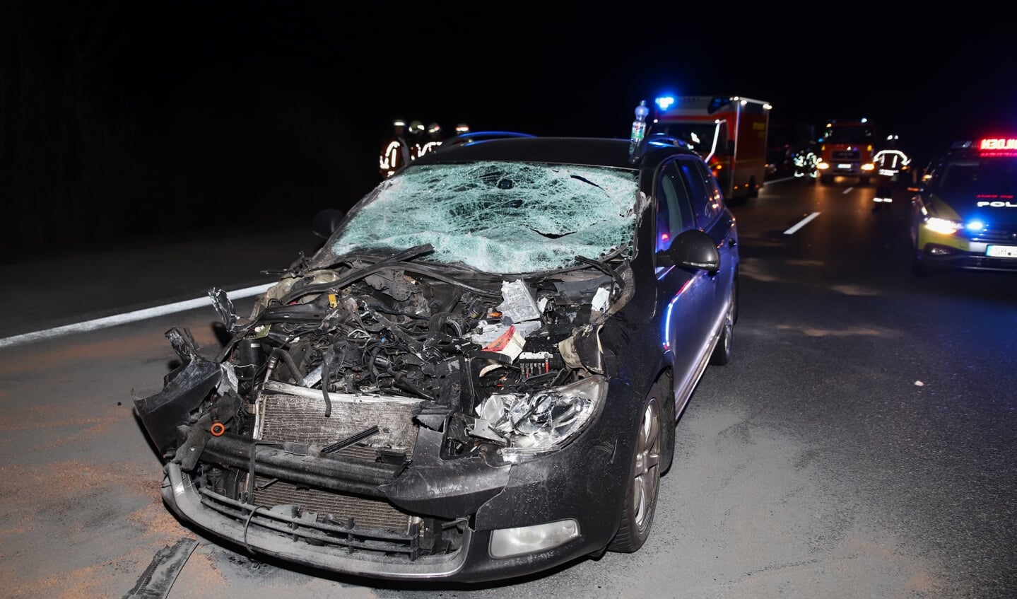 Den dansk indregistrerede Skoda blev totalskadet. Foto: