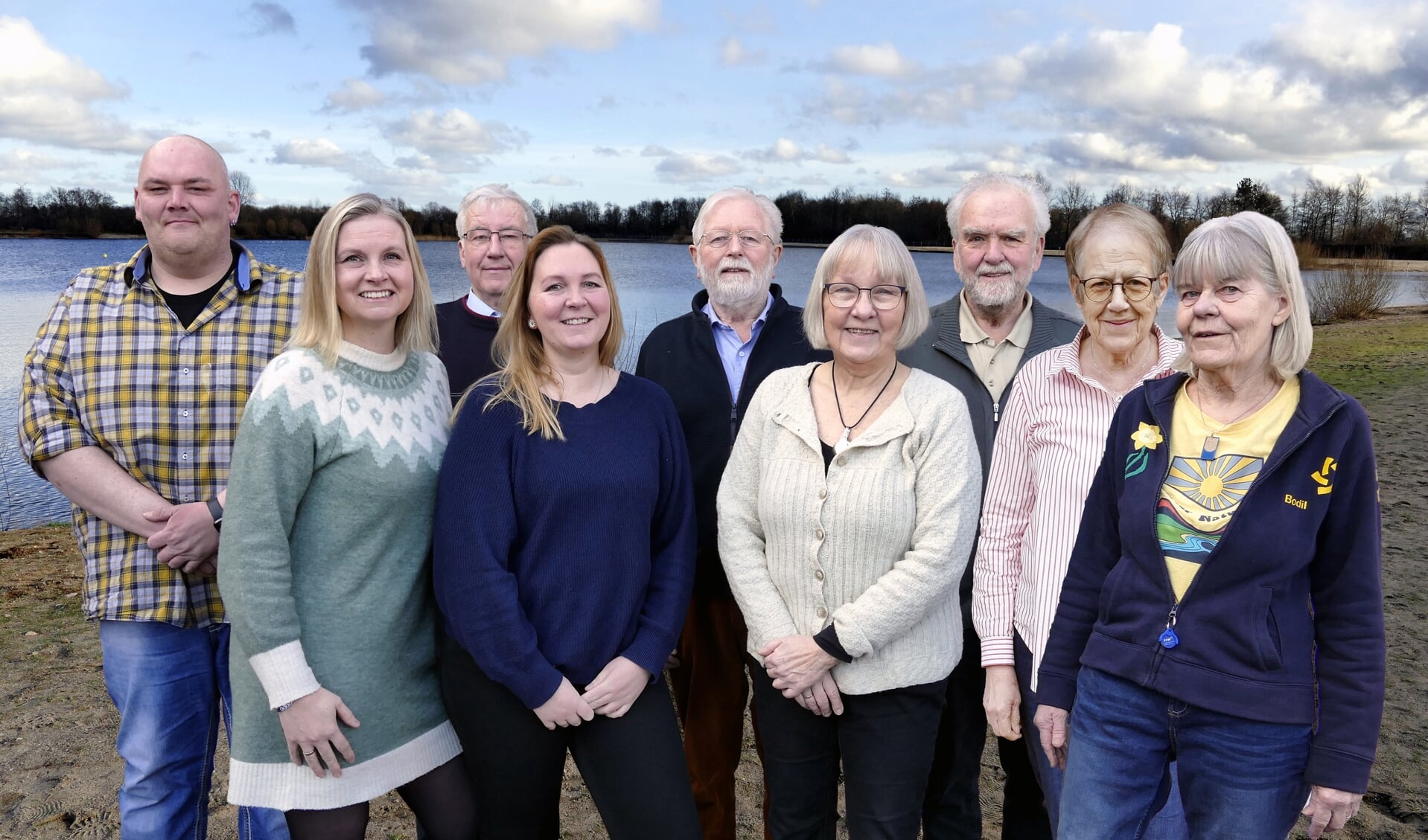 Hele holdet, der går til valg for SSW i Vanderup. Spidskandidaten, Bodil Meyer, ses længst til højre. Foto: 