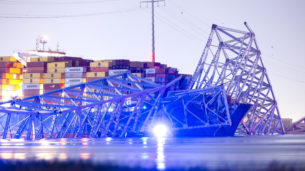 Skibet, der sejlede ind i broen i Baltimore, er chartret af danske Mærsk. Foto: