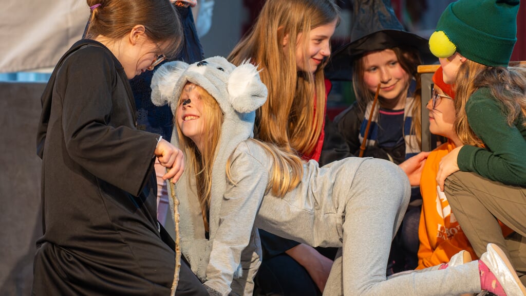 Teaterstykke i Lyksborg Danske Skole. Elever fra 3.-6. klasse presenterer deres teaterstykke. Noget med Harry Potter og magiske dyr.