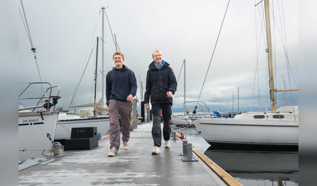 Henrik (til hoire) og Thore er tilbage i Egernførde og fortæller om sejlturen over Atlanterhavet. Foto: