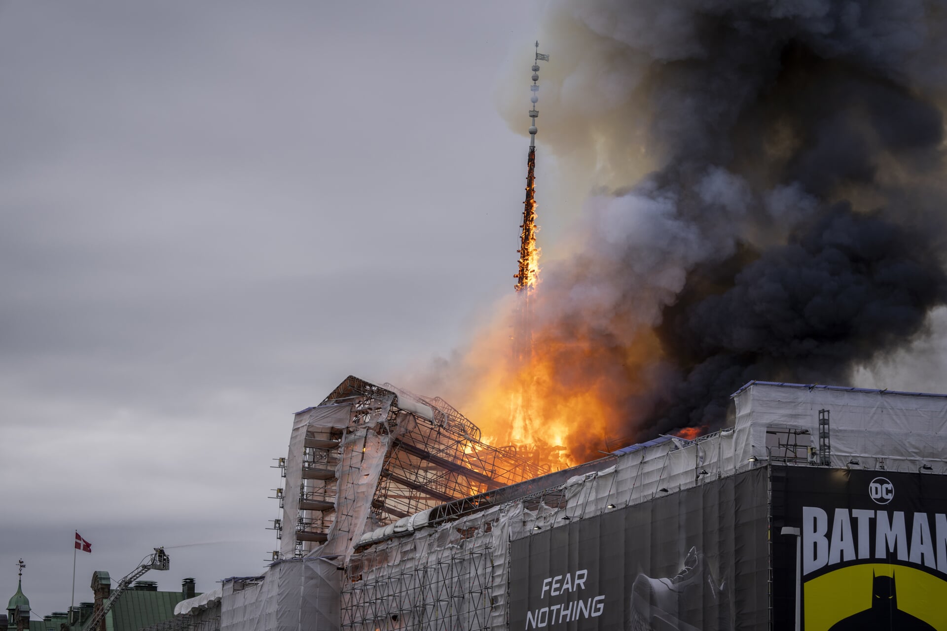 Brand i den historiske bygning Børsen i København. Foto: 