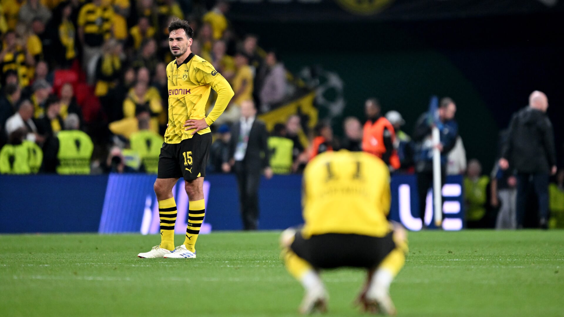 Dortmunds Mats Hummels reagerer oven på 0:2-nederlaget til Real Madrid. Foto: 