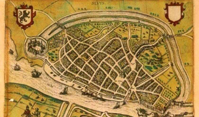 Een oude kaart van Sluis.