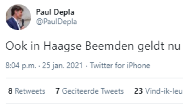 <p>Burgemeester Depla maakt noodverordening bekend voor de Haagse Beemden.</p>