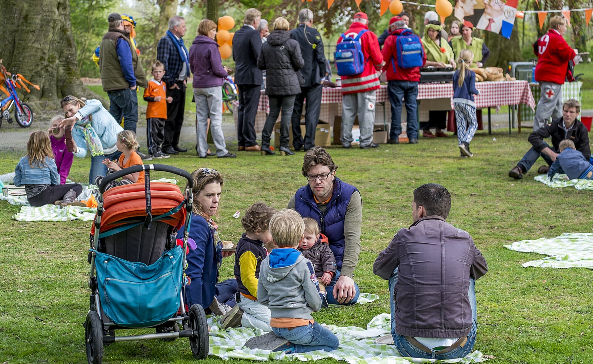 Kasteelpark Stapelen bood al vaker onderdak aan een picknick, zoals op Koningsdag in 2014. (Foto: Peter de Koning).