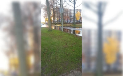 De Hendrik Verheeslaan stond 's middags woensdag 18 november een poos blank. (Foto: Carlijn van Berkel).