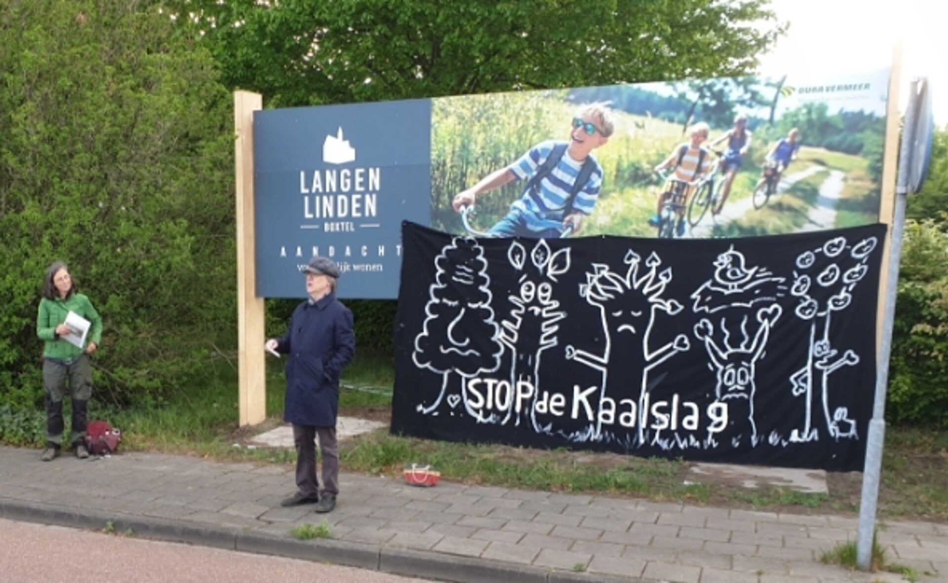 De Bomenbrigade Boxtel protesteerde in het verleden onder meer tegen de vermeende kaalslag op het terrein waar nu de nieuwbouwwijk Langen Linden ligt.