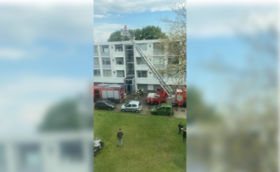 <p>De ladderwagen werd kortstondig ingezet, maar bleek uiteindelijk niet nodig. </p>