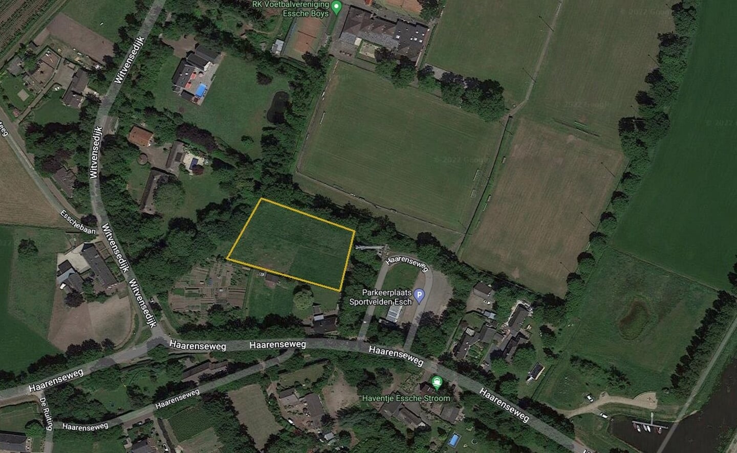 Het perceel aan de Haarenseweg dat de gemeente Boxtel graag wil verkopen is ongeveer een kwart voetbalveld groot. Veel woningen kunnen er niet op, maar inwoners van Esch zien genoeg andere mogelijkheden. Tiny Houses bijvoorbeeld, of een ecotuin.