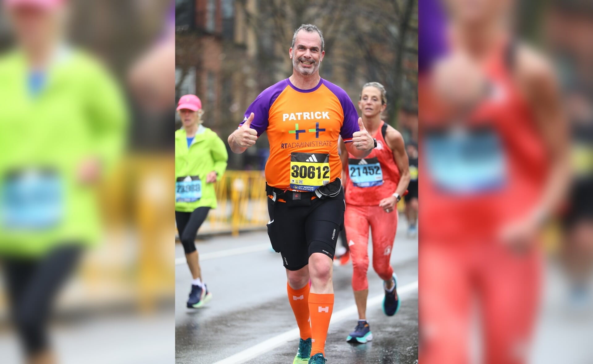 Patrick van den Aker rent al jaren voor KiKa en finishte vorige week in Boston zijn zesde grote marathon. 