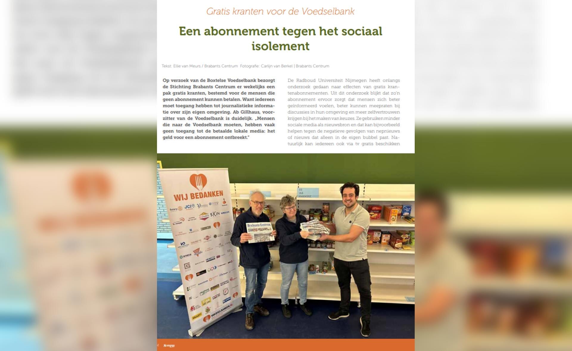 Straatmagazine Sammy schenkt aandacht aan plan voor gratis krantenabonnementen van Brabants Centrum.