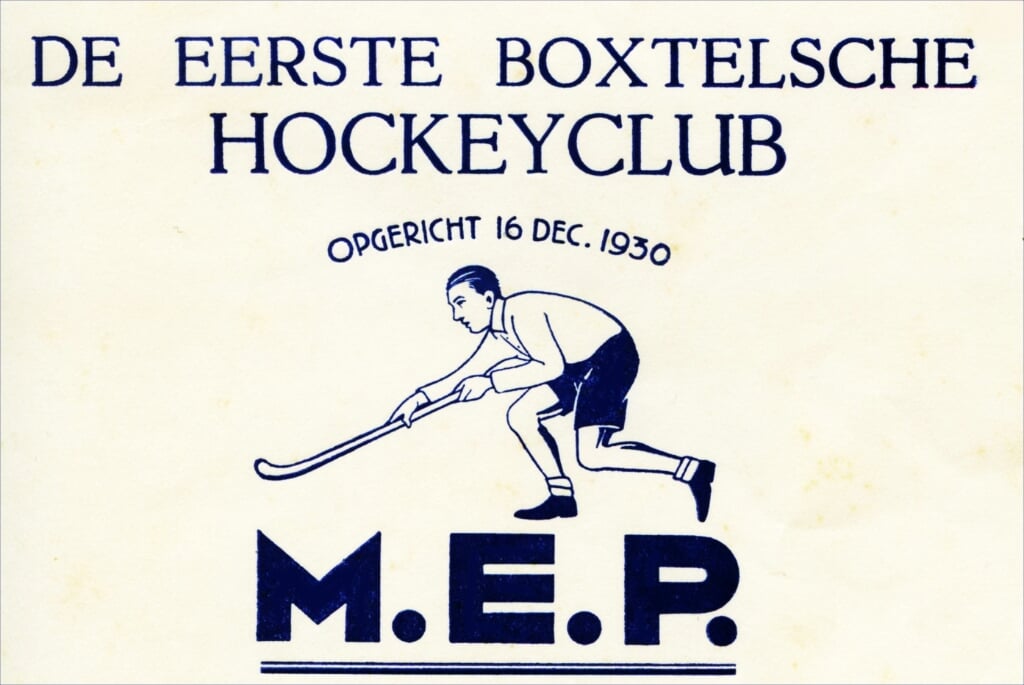 Het eerste logo van de in 1930 opgerichte hockeyclub MEP. (Afbeelding: clubarchief). 