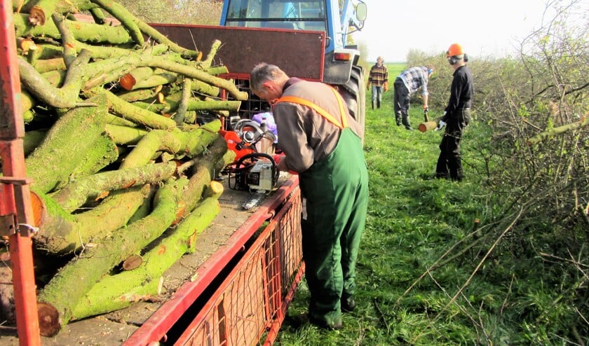 Vrijwilligers van de Vereniging Vrijwillig Landschapsberheer aan het werk..