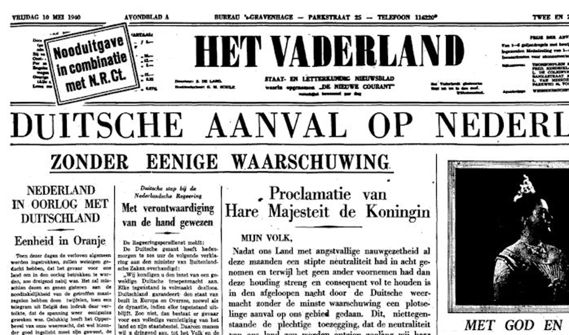 De Duitse inval in Nederland, 10 mei 1940.