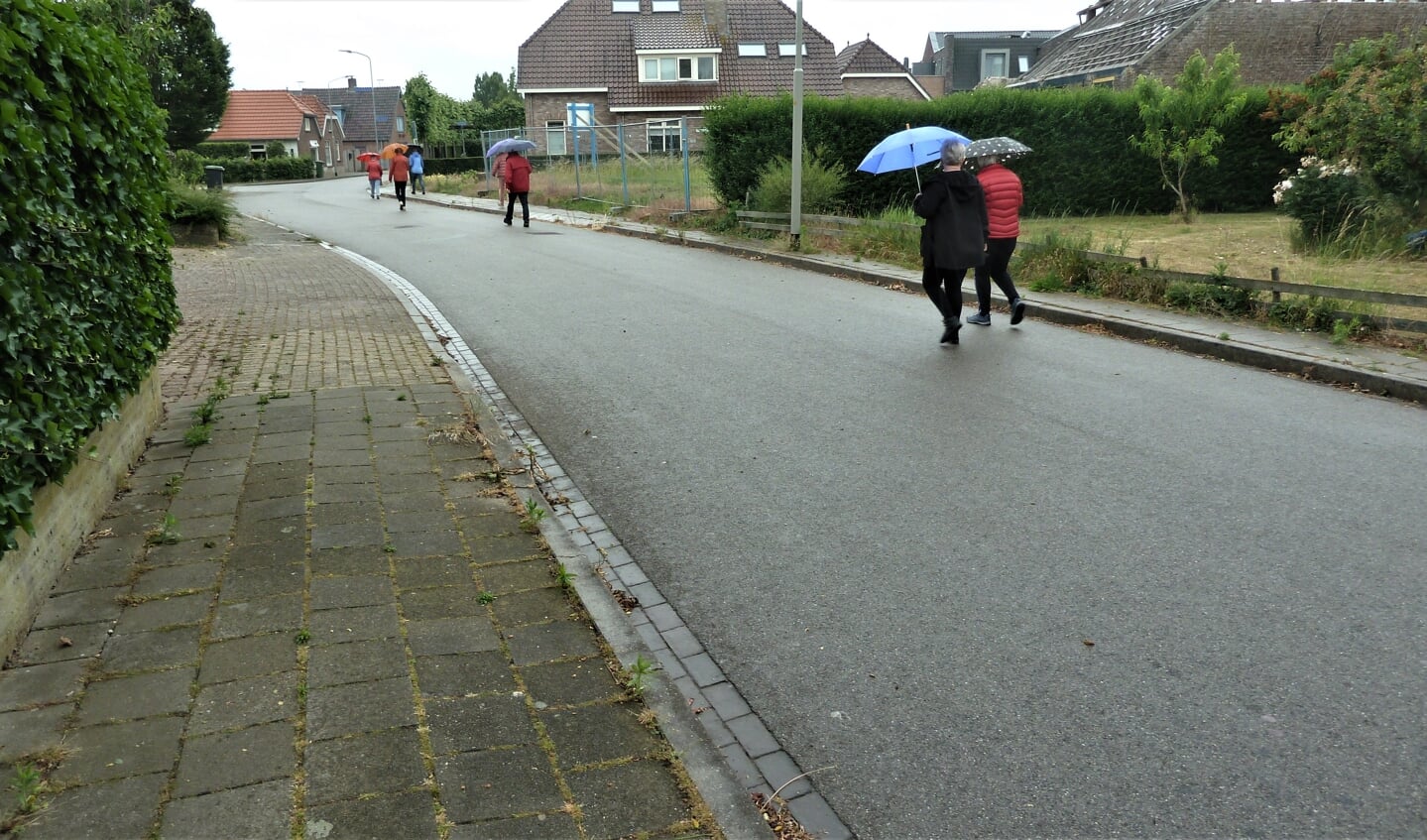 De regen weerhield de deelnemers er niet van om een wandeling te maken.