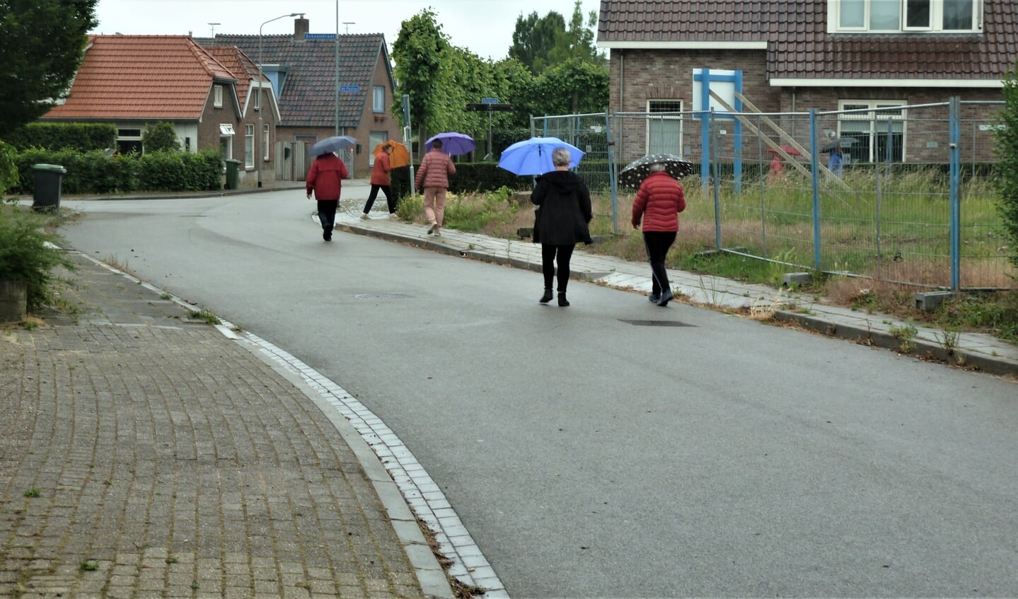 De regen weerhield de deelnemers er niet van om een wandeling te maken.