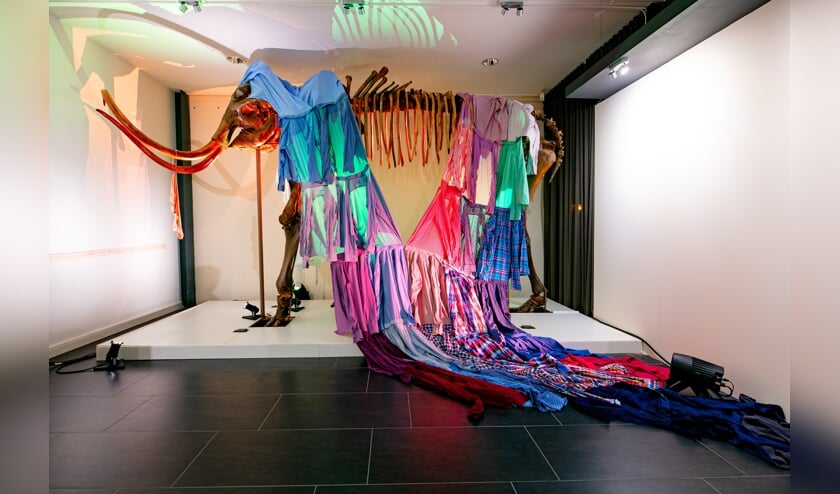 'Aangeklede' mammoet, onderdeel van de tentoonstelling Metamorfose.
