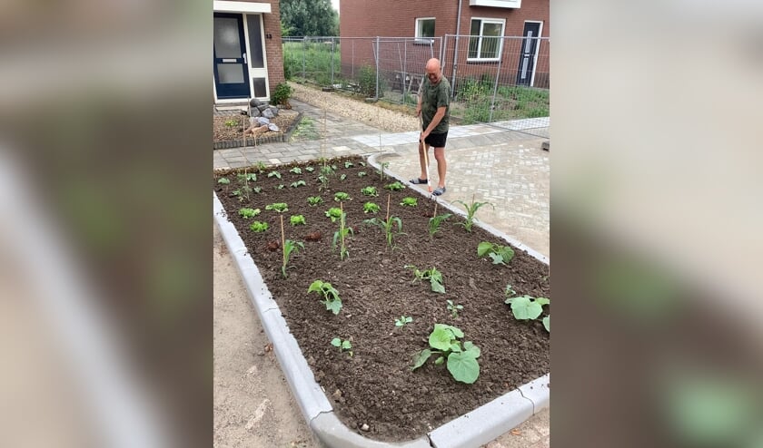 <p>Dick aan het werk in de moestuin.</p>