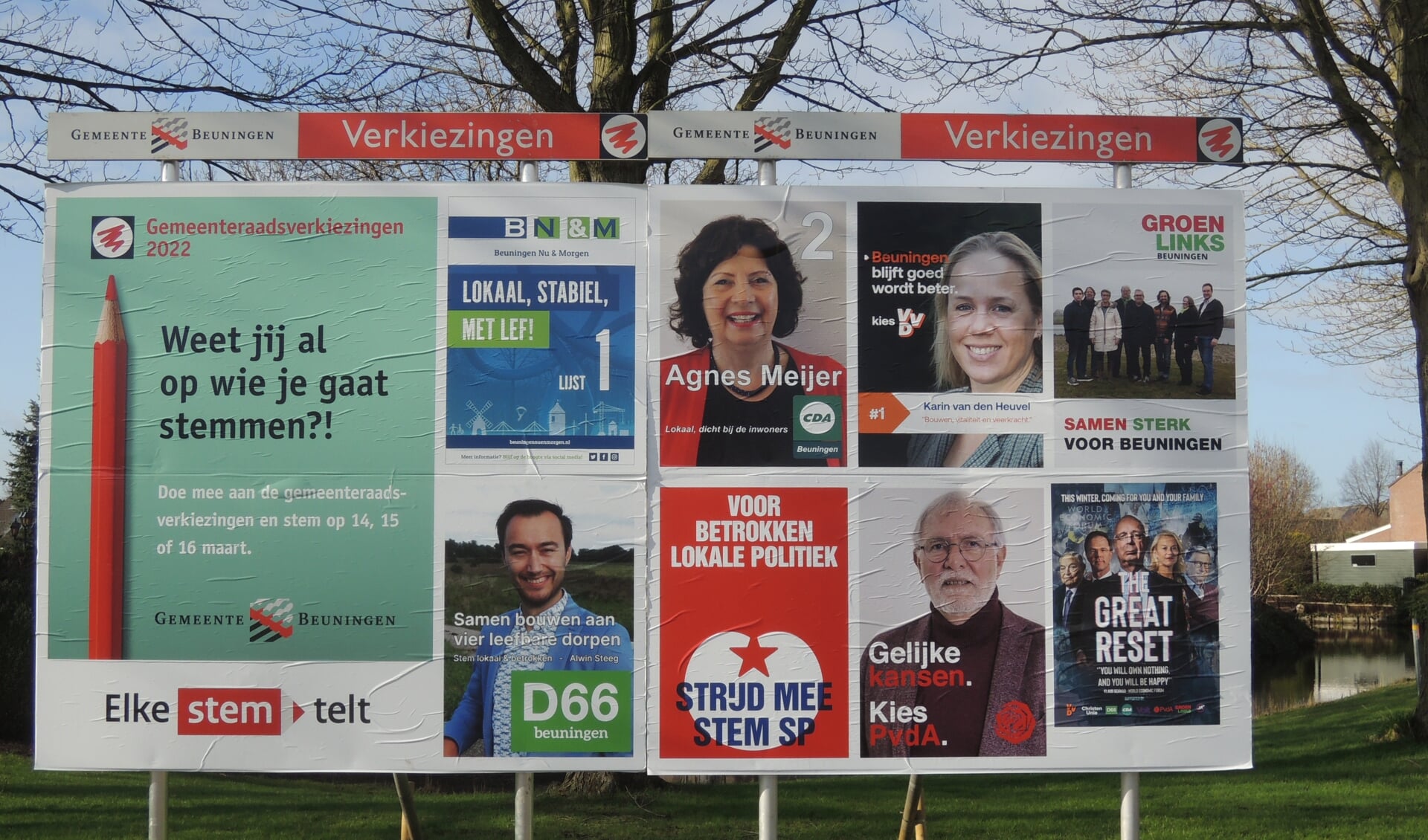 Verkiezingsbord in Beuningen.
