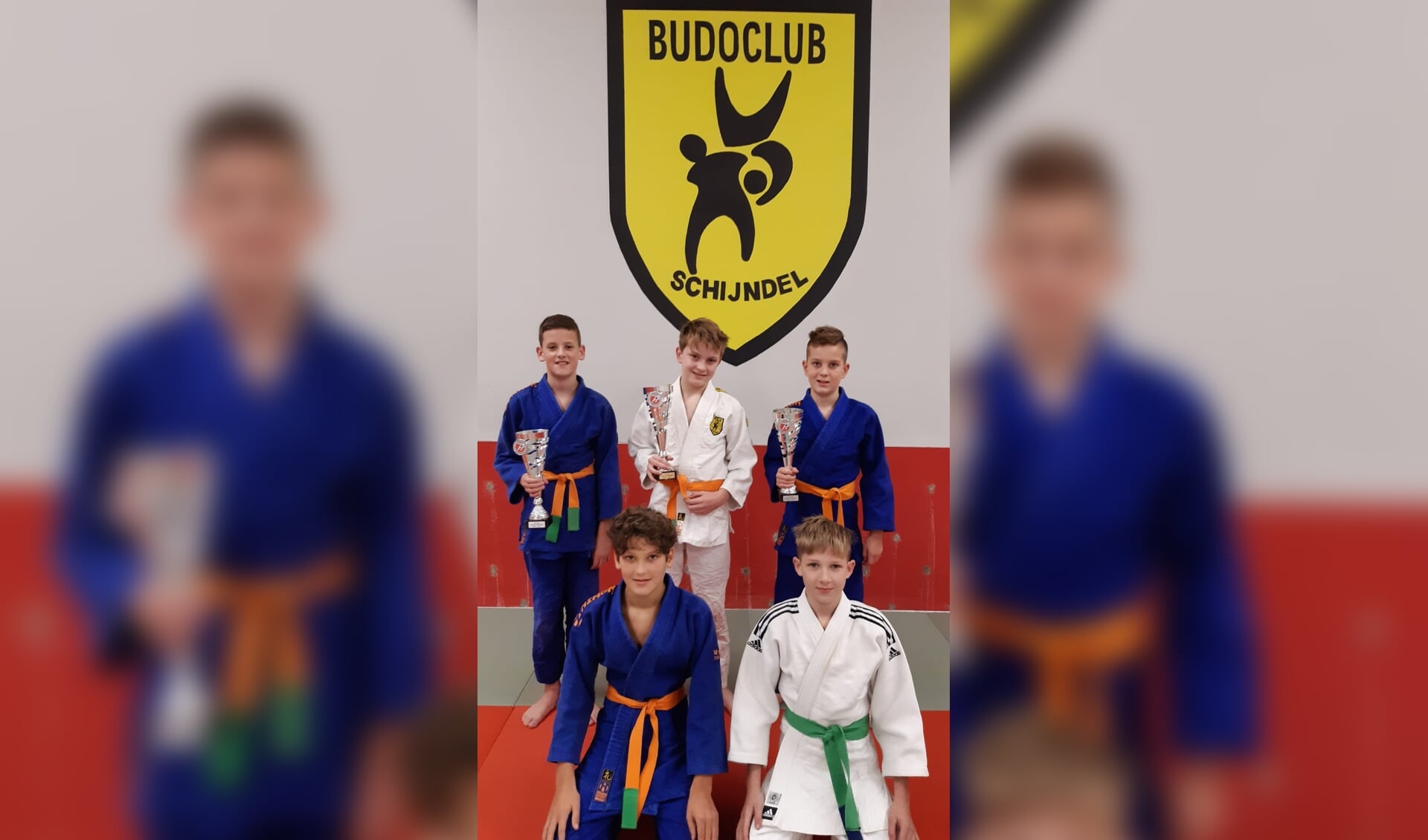 De vijf judoka's die op zaterdag in actie kwamen tijdens de Brabantcup.
