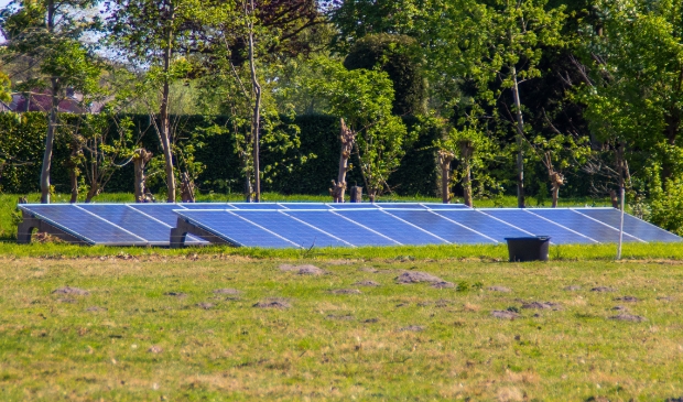 <p>Zonnepanelen in een weiland.</p>