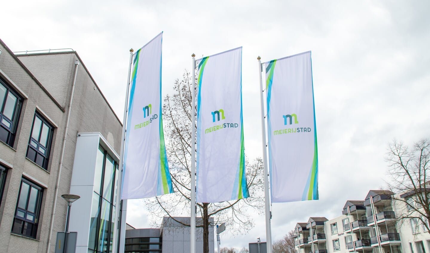 Vlagen voor het gemeentehuis Meierijstad in Veghel