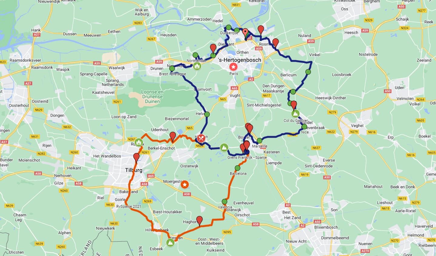 Ronde van Frankrijk en Spanje.