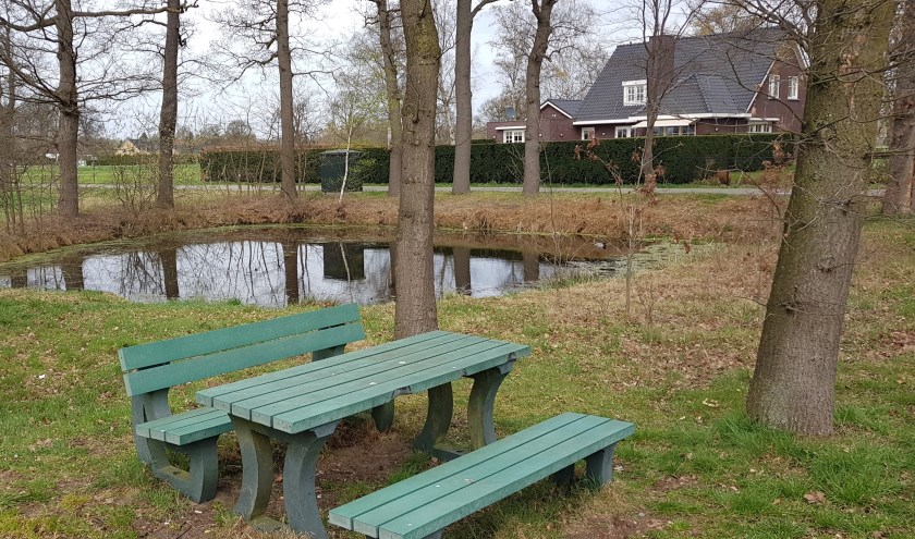 Een overvolle waterkuil aan de Grensweg in Budel, foto: Harry de Laat