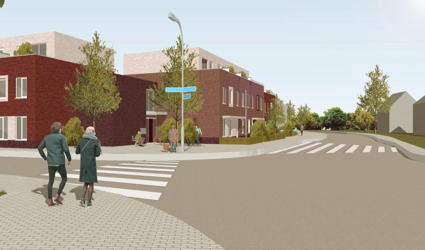 Een art-impression van het nieuwe wijkje op de hoek van de Nieuwstraat en de Van Houtstraat