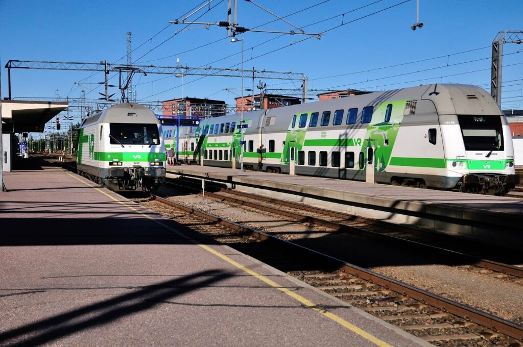 Het Finse spoormaterieel is modern en bestand tegen winterse omstandigheden.