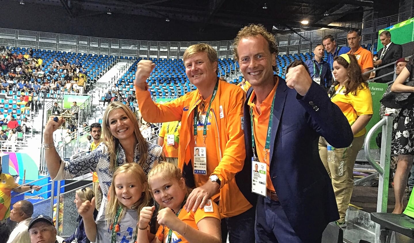 Van der Vorst met de koninklijke familie op de tribune bij de Olympische Spelen in 2016 in Rio de Janeiro