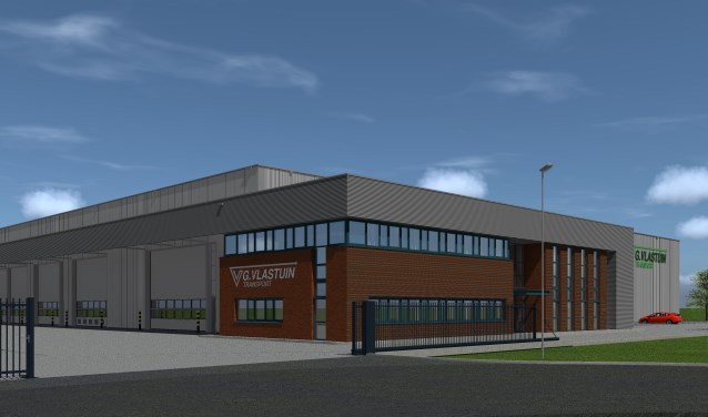 Een artist impression van het nieuwe pand van G. Vlastuin Transport in Ede.