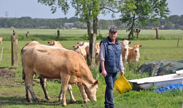 André van Dorresteijn, eerder dit jaar op zijn weiland aan de Peter van den Breemerweg.