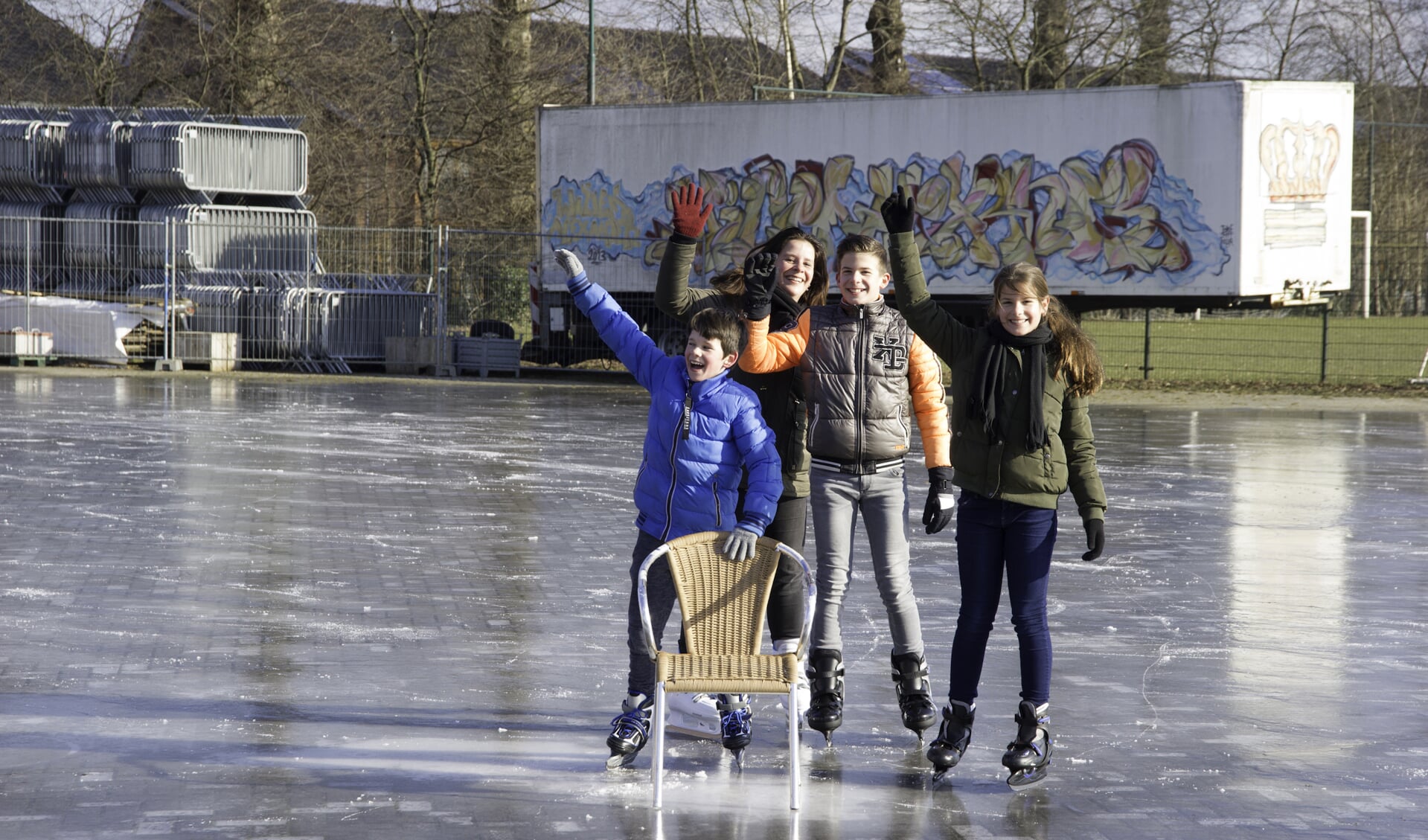 Archieffoto van de ijsbaan van Oranjevereniging Voorthuizen, februari 2018.