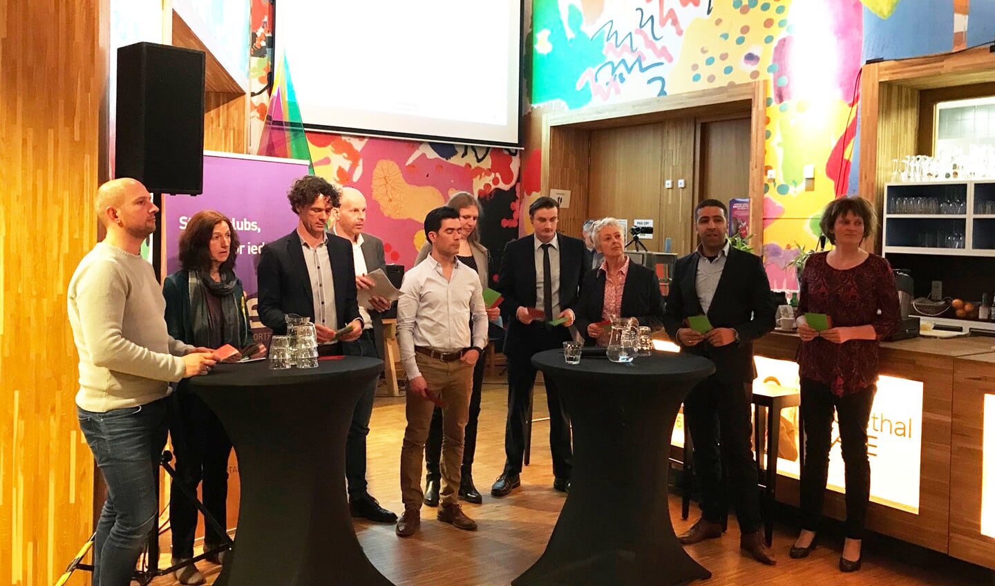 Martijn Meeuse (SGP), Ina Vijzelman-Waarheid (Actief), Ben van Koningsveld (CDA), Jan Gerritsjans (Amersfoort2014), Harun Keskin (PvdA), Marijke Jongerman (SP), Jelle Hengeveld (VVD), Linda van Tuyl (GroenLinks), Farid Bouchtaoui (D66) en Simone Kennedy (ChristenUnie).