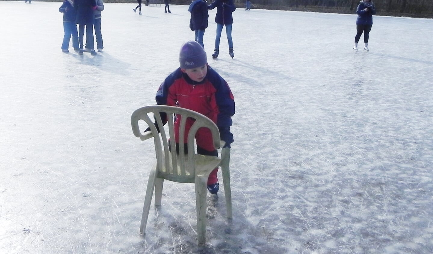 Thijs oefent eerst nog even met een stoel.