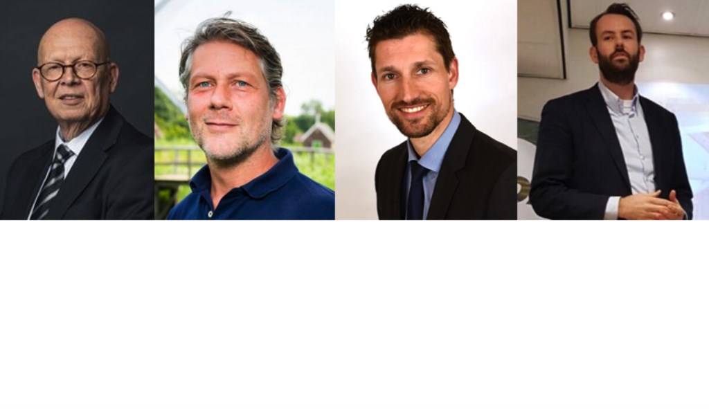 Dick van Zanten (Stadsbelang), Ro van Doesburg (Democraten Gorinchem), Eelke Kraaijeveld (PvdA) en Joost van der Geest (CDA)