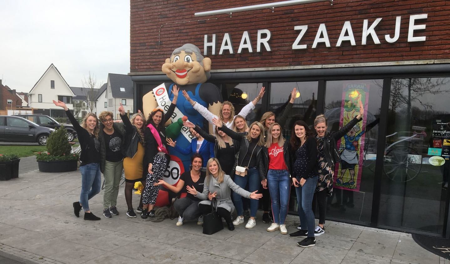 Team HaarZaakje op de verjaardag van Marja 