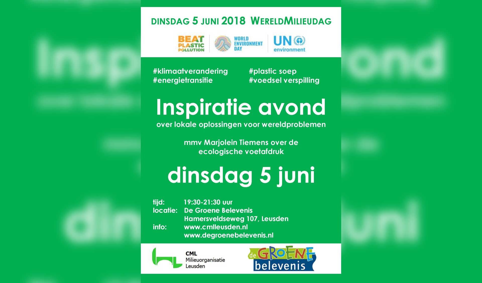 Inspiratie avond Wereldmilieudag 5 juni, in Leusden