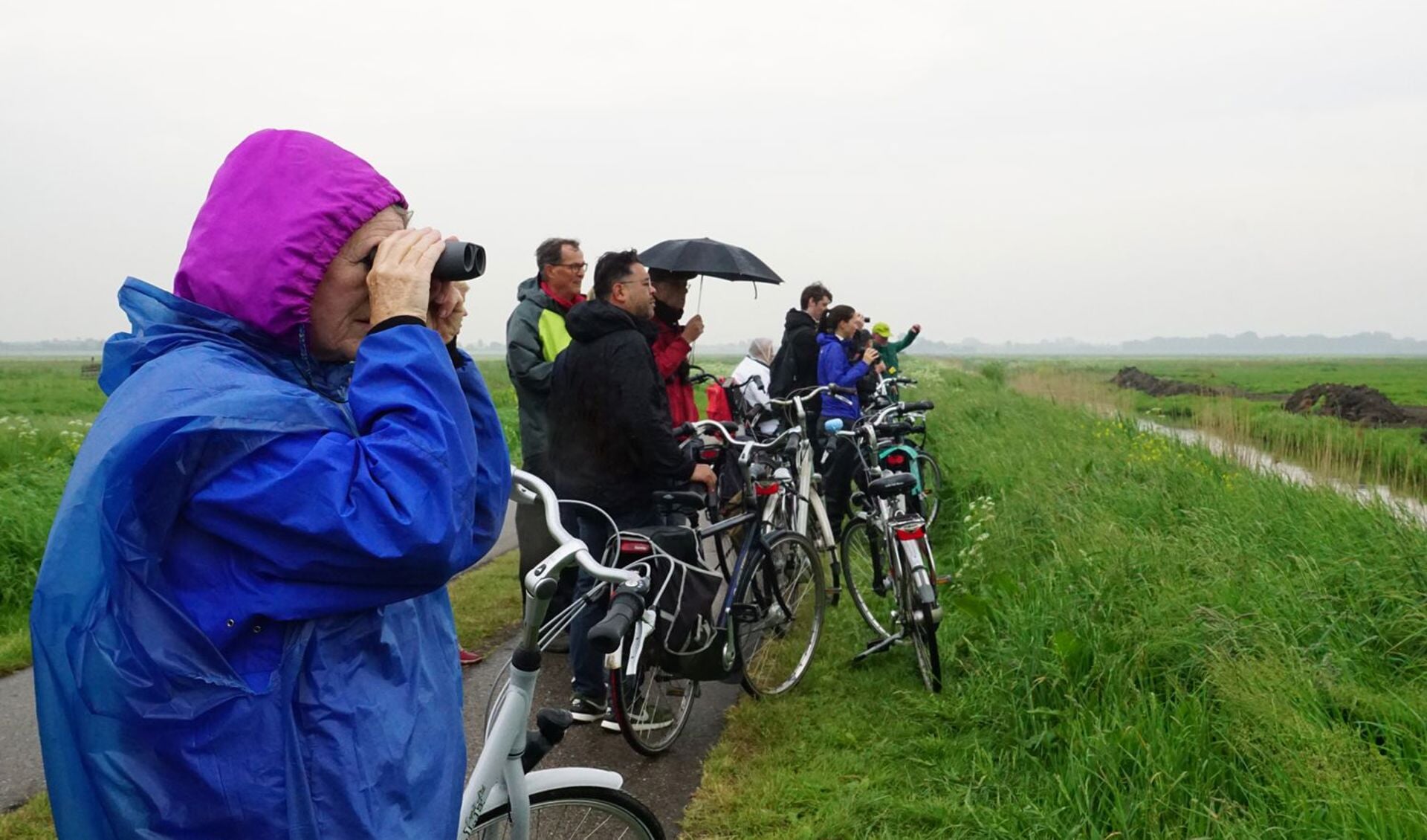 Het weer werkte zondag niet mee tijdens de fietsexcursie van het IVN in de Bovenkerkerpolder. 
