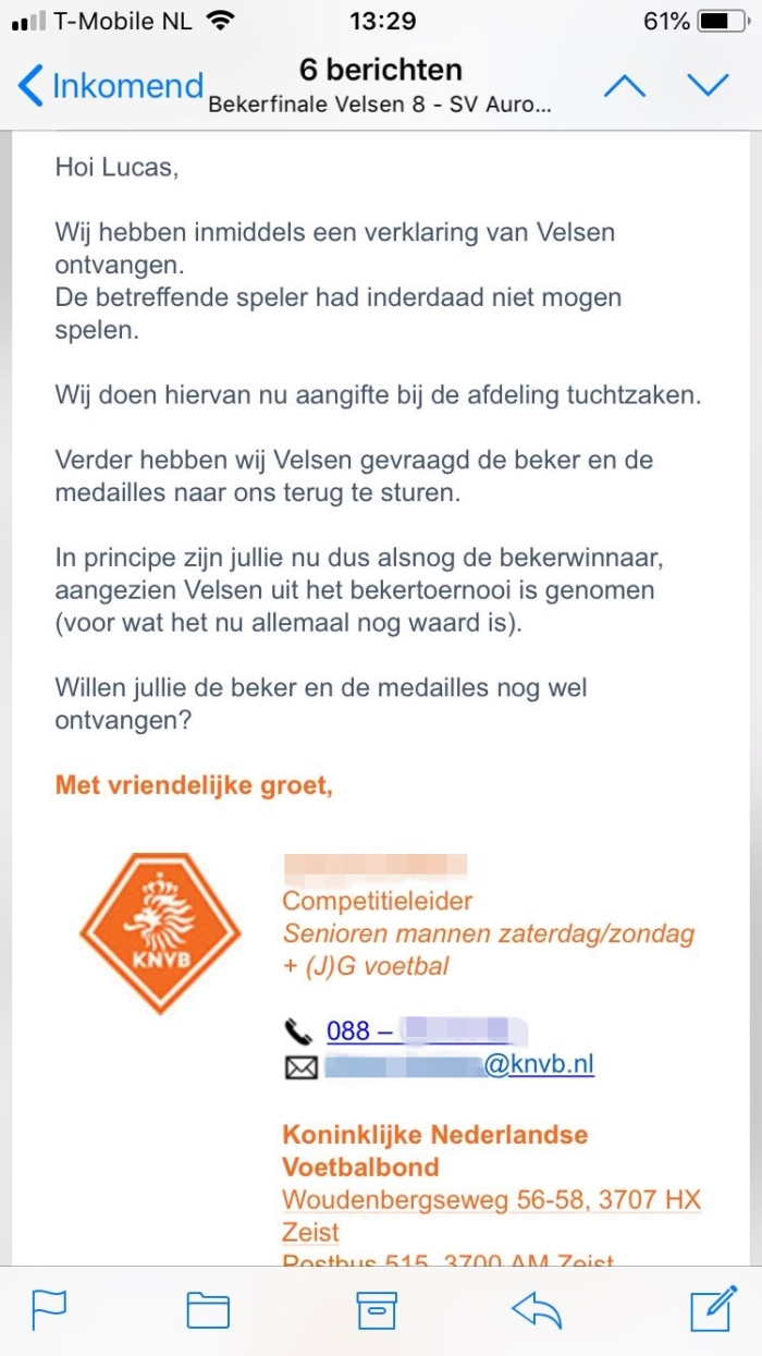 Bericht van de KNVB.