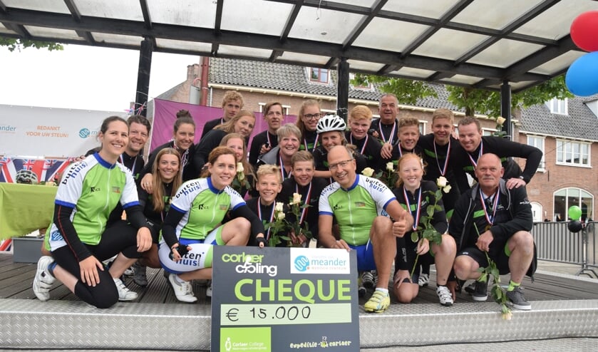 Uitreiking van de cheque op het Plein in Nijkerk.