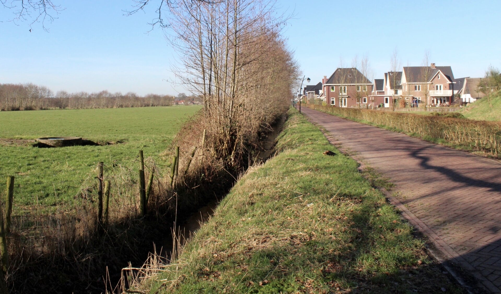 De groene strook aan de zuidzijde van de Tabaksteeg waar Heijmans zo'n 28 landhuizen wilde bouwen.