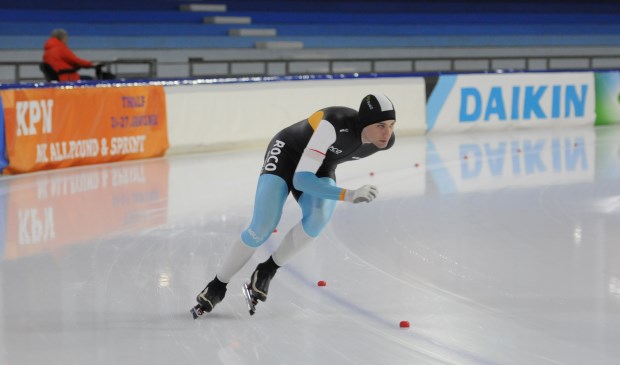 Wiebe Stassen tijdens een trainingswedstrijd in Thialf.