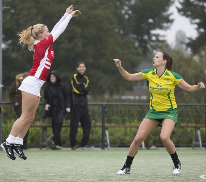 Quinty van Geemert met de schotpoging.