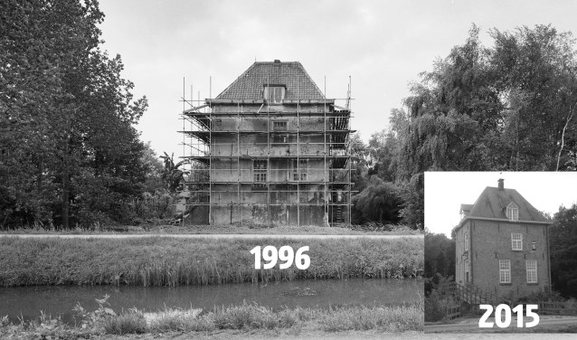 Vuylcop in de steigers in 1996 en na afloop.
