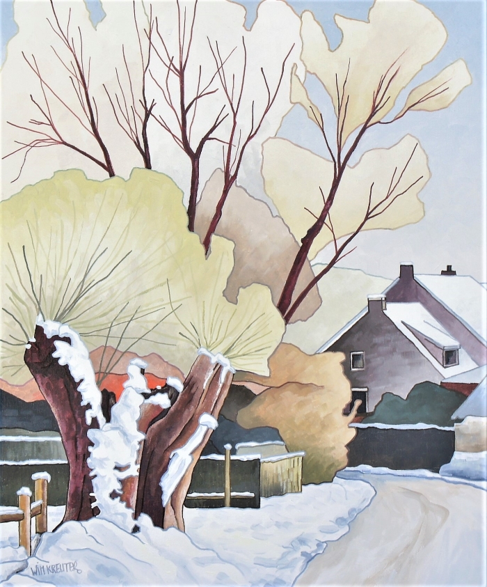 Winter, een schilderij van Wim Kreuter