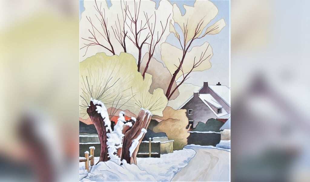 Winter, een schilderij van Wim Kreuter