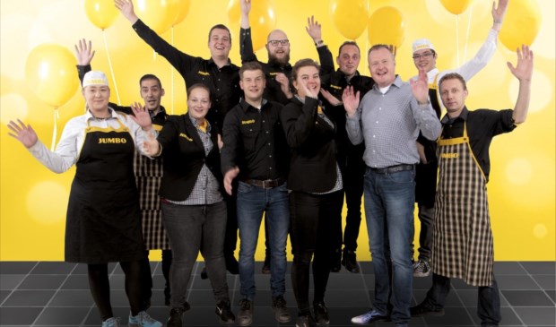 Ondernemer Martin de Kruijf en zijn team tijdens de 7 Zekerheden training van de Jumbo Academy op het hoofdkantoor van Jumbo Supermarkten in Veghel